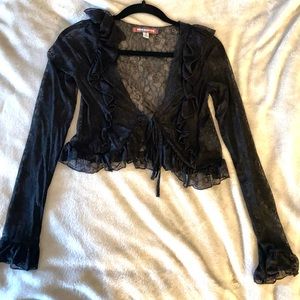 Urban Outfitters Semi-Sheer Long Sleeve Lace Blouse